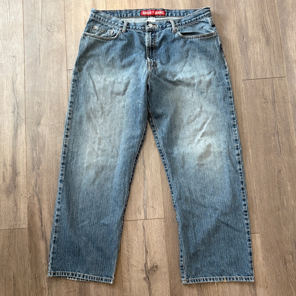 Y2K Guess Baggy Skater Faded Blue Vintage Jeans 36x30